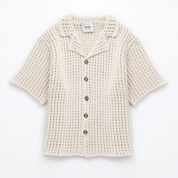 Leap Concept Amina Open Knit Cardigan Size Medium in Ecru - Picture 1 of 9